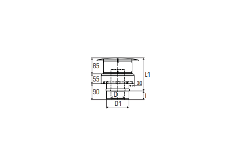 Concentrisch rookkanaal RVS diameter Ø130 200 eindkap