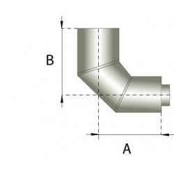 Dubbelwandig rookkanaal RVS, bocht 90° graden, diameter Ø150-200 - 102