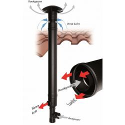 Concentrisch rookkanaal RVS, T-Stuk 90° (vrouwelijk) + condensatiedop, diameter Ø100mm. - 1102