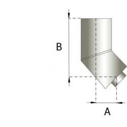 Dubbelwandig rookkanaal RVS, bocht 45° graden, diameter Ø250-300 - 115