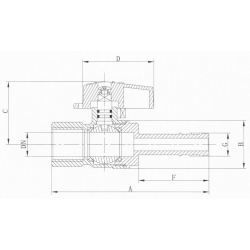 Kogelkraan recht, 1/2”, vrouwelijk - 1192