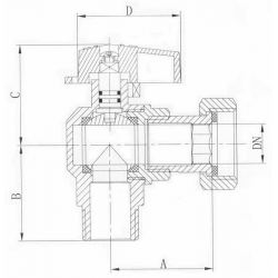 Kogelkraan met moer 1/2”, man-vrouw  - 1196