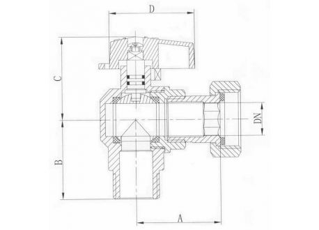 Kogelkraan met moer 1/2”, man-vrouw  - 1196