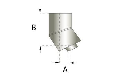 Dubbelwandig RVS, bocht 15° graden, diameter Ø150-200 - 126