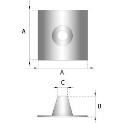 Rookkanaal RVS, 0°-5° dakdoorvoer/dakplaat plat, diameter Ø200-250 - 220