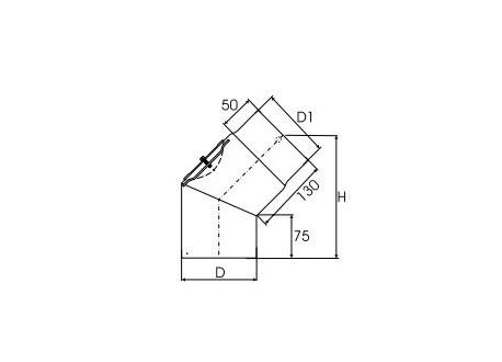 Kachelpijp dikwandig staal, diameter Ø120, 45° bocht met inspectieluik - 2454
