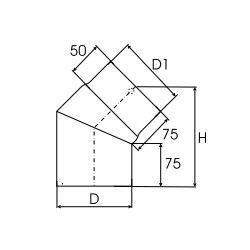 Kachelpijp dikwandig staal, diameter Ø150, 45° bocht - 2470