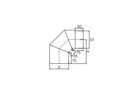 Kachelpijp dikwandig staal, diameter Ø200, 90° bocht, 3 segment - 2514