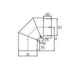 Kachelpijp dikwandig staal, diameter Ø130, 90° bocht, 3 segment - 2522