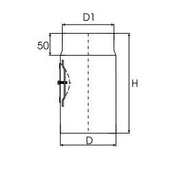 Kachelpijp dikwandig staal, diameter Ø140, 250mm pijp, met inspectieluik - 2530