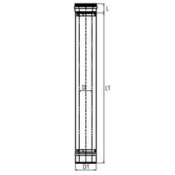 Concentrisch rookkanaal RVS, diameter Ø100-150, 250mm pijp - 2693