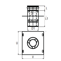 Concentrisch rookkanaal RVS, diameter Ø100-150, Topaansluiting  - 2703