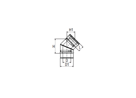 Concentrisch rookkanaal RVS, diameter Ø130-200, 45° bocht - 2766