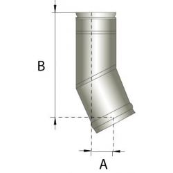 Enkelwandig rookkanaal RVS, bocht 15° graden, diameter Ø250 - 353