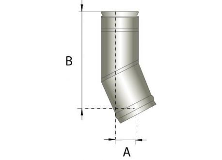 Enkelwandig rookkanaal RVS, bocht 15° graden, diameter Ø250 - 353