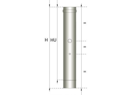 Enkelwandig rookkanaal RVS, temperatuursensor pijp 500mm, diameter Ø180 - 381