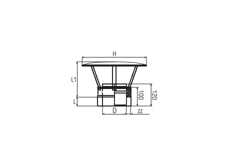 Dubbelwandig rookkanaal RVS, eenvoudige regenkap, diameter Ø150-200 - 4219