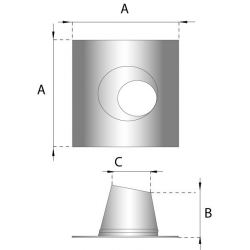 Rookkanaal RVS, 5°-20° dakdoorvoer/dakplaat hellend, diameter Ø150 - 435