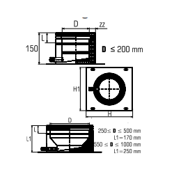 Rookkanaal RVS, plaat met condensafvoer, diameter Ø180-230 - 4803