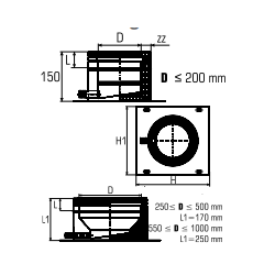 Rookkanaal RVS, plaat met condensafvoer, diameter Ø200-250 - 4805