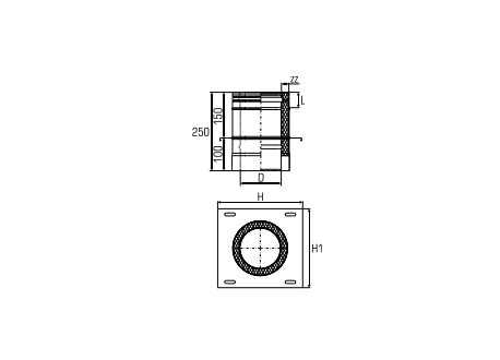 Dubbelwandig rookkanaal RVS, Topaansluiting, diameter Ø350-400mm - 5057