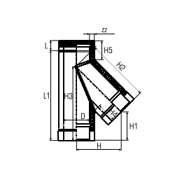 Dubbelwandig rookkanaal RVS, Y-stuk 135° graden, diameter Ø400-450 - 5148