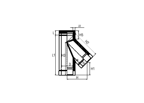 Dubbelwandig rookkanaal RVS, Y-stuk 135° graden, diameter Ø400-450 - 5148