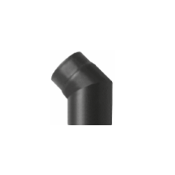 Kachelpijp zwart geëmailleerd staal, bocht 45° graden, diameter Ø150 - 6305