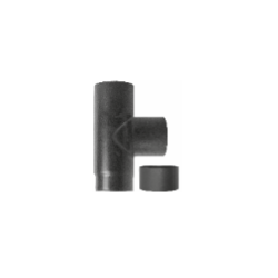 Kachelpijp zwart geëmailleerd staal, T-stuk met deksel, diameter Ø140 - 6327