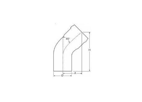 Kunststof rookkanaal, 45° bocht, diameter Ø100mm, wit - 6924