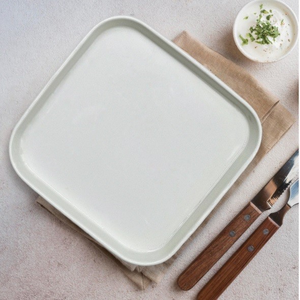 Rechthoekig serveerbord van biscuit steengoed - 19 cm Gastro