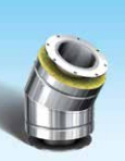 Dubbelwandig rookkanaal RVS met flensaansluiting, diameter Ø150-200mm, 30° graden bocht