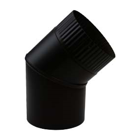 Kachelpijp zwart RVS Premium Ø130mm 45 graden bocht
