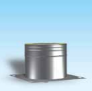 Dubbelwandig rookkanaal RVS, beginelement met condensafvoer en ondersteuningsplaat, diameter Ø300/350