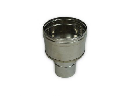 Concentrisch rookkanaal RVS, diameter Ø100-150, vergrotend verloopstuk naar Ø130-200