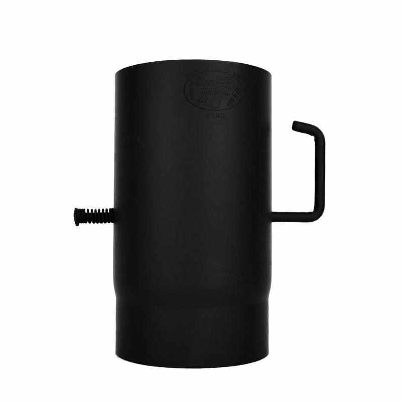 Kachelpijp dikwandig staal, diameter Ø125, 250mm pijp, met afsluitklep