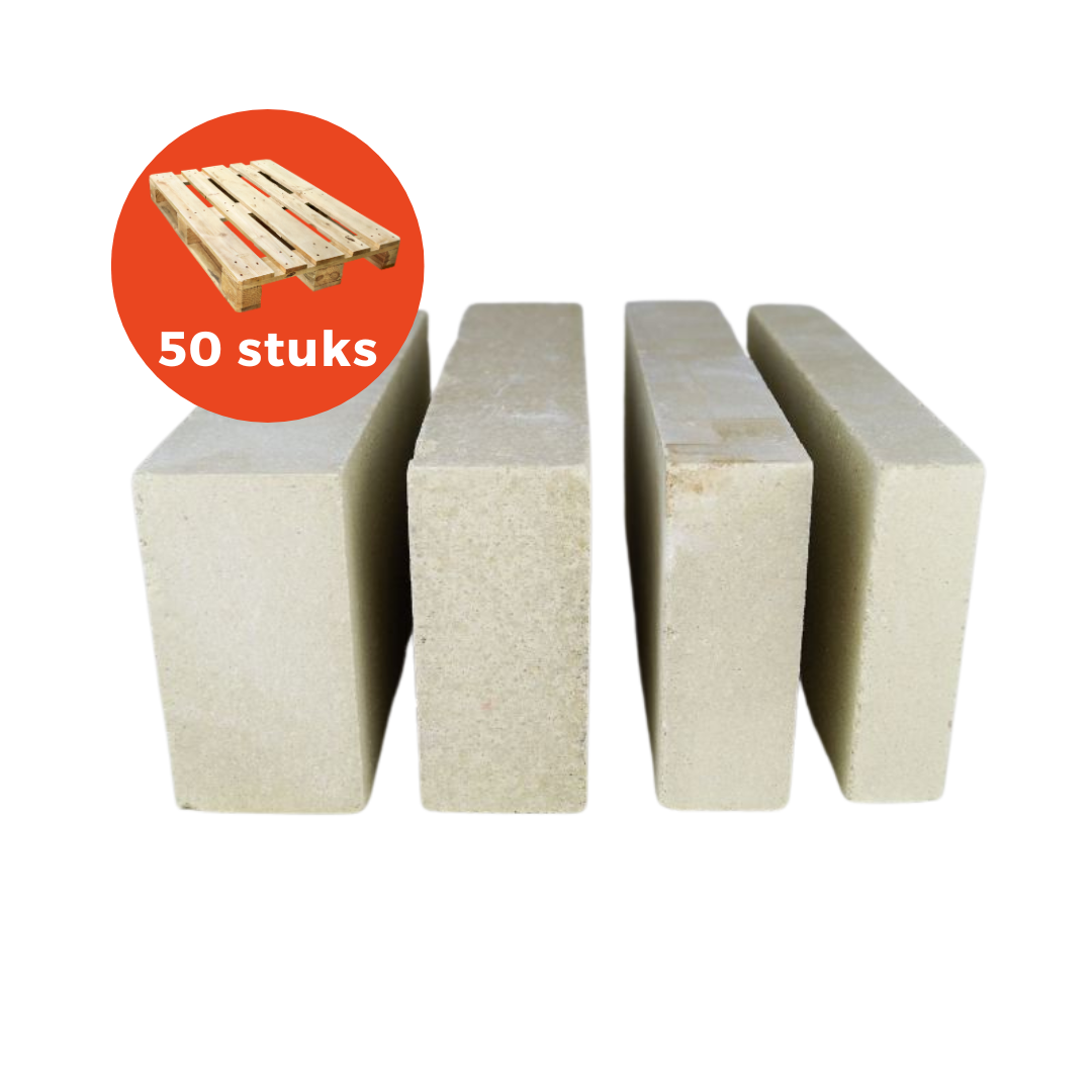 Vuurvaste steen 1200° 220x110x30mm vanaf 50 stuks