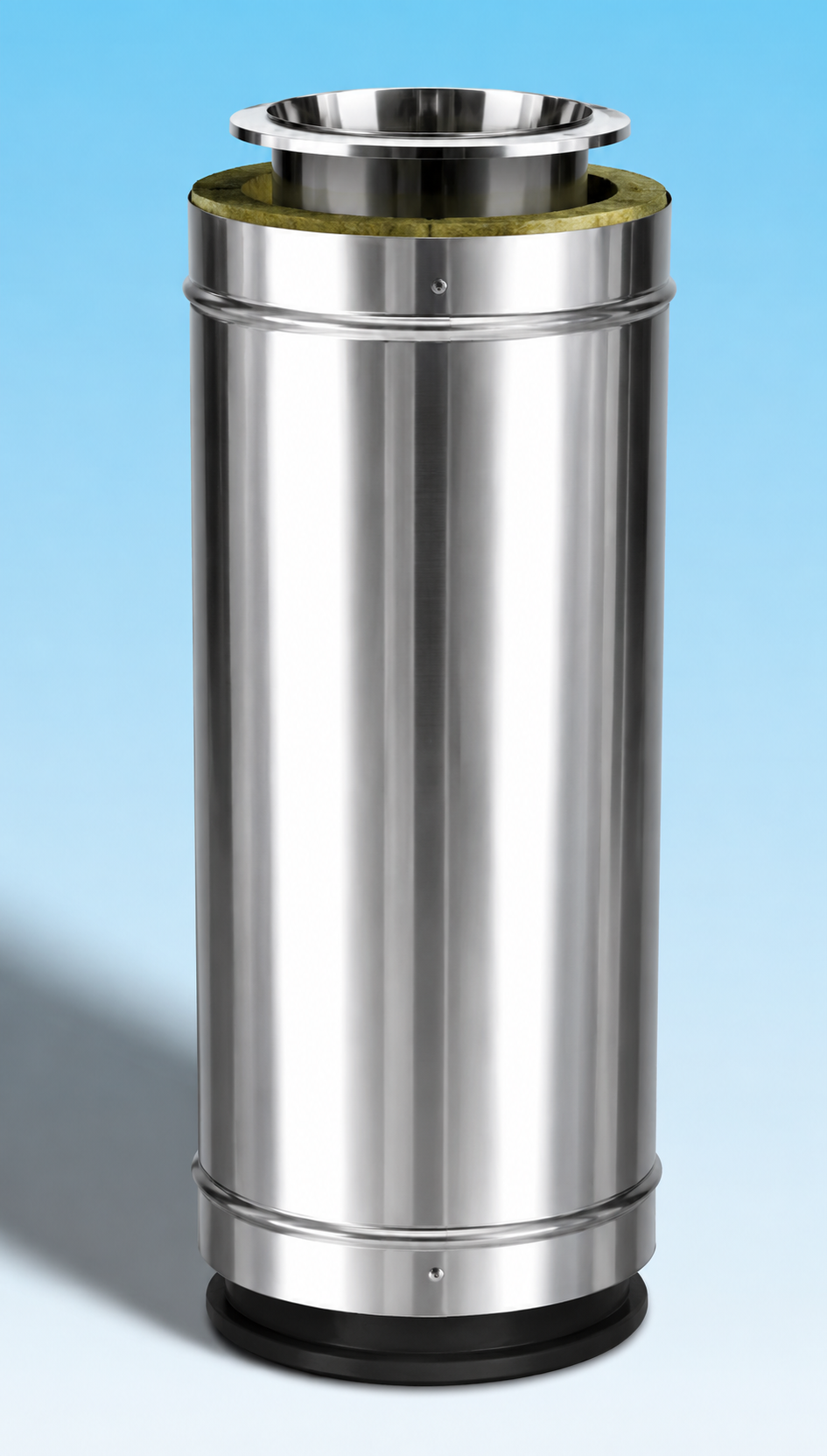 Dubbelwandig rookkanaal RVS met flensaansluiting, diameter Ø150-200, 500mm pijp