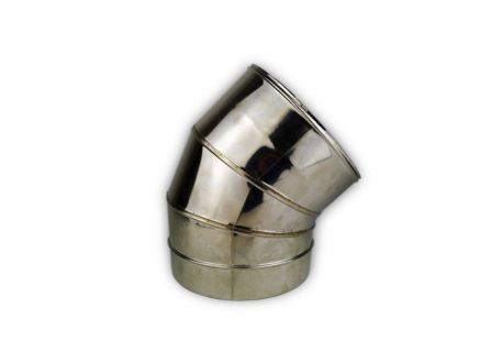 Dubbelwandig rookkanaal rvs, bocht 45° graden 3-segment, diameter ø600-650