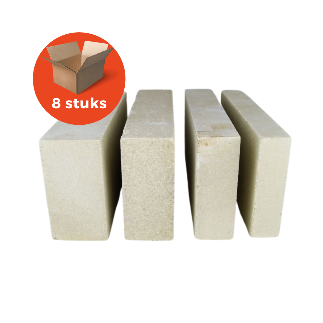 Vuurvaste steen 1200° 220x110x40mm doos 8 stuks