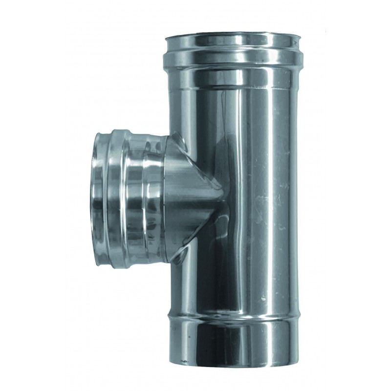 ENKELWANDIG ROOKKANAAL RVS, T-STUK 90° GRADEN, DIAMETER Ø400 (MANNELIJK OF VROUWELIJK)