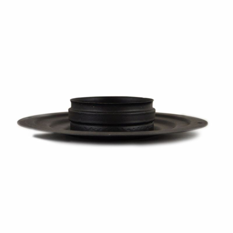Rozet zwart groot met rookkanaal aansluiting, diameter Ø80mm.