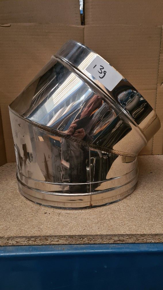 Enkelwandig rvs 300 45° bocht.