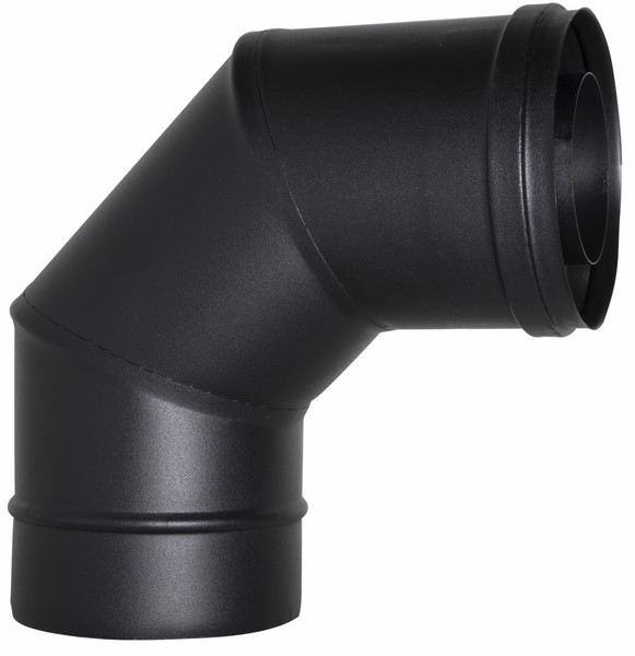 Concentrisch rookkanaal zwart RVS, 90° bocht, diameter Ø80-130mm