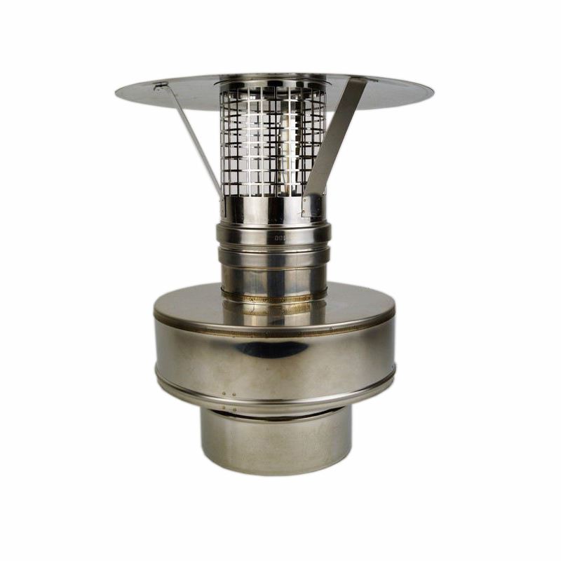 Concentrisch rookkanaal RVS, diameter Ø130-200, eindaansluiting met regenkap