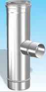 Concentrisch rookkanaal RVS, diameter Ø130-200, T-stuk 90° met rookgas zijuitgang