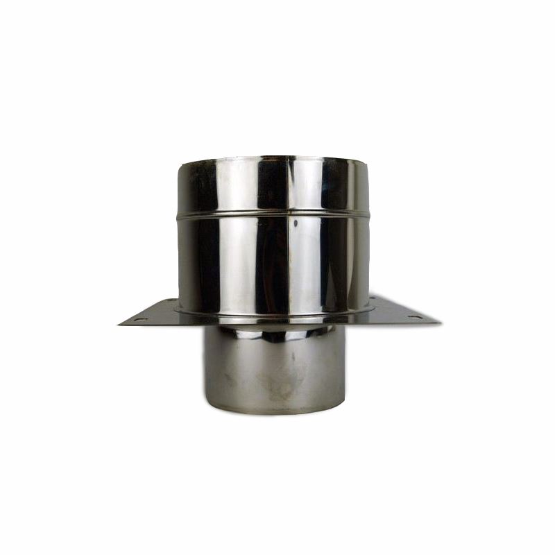 Dubbelwandig rookkanaal RVS, diameter Ø100/150, aansluitstuk enkelwandig met ondersteuningsplaat