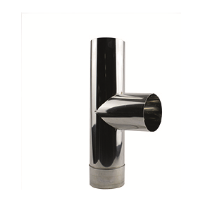 ENKELWANDIG ROOKKANAAL RVS, DIAMETER Ø125, T-Stuk + Deksel