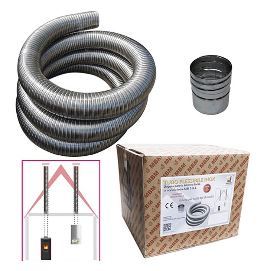 Flexibel dubbelwandig rvs rookkanaal 3000mm Ø80mm.