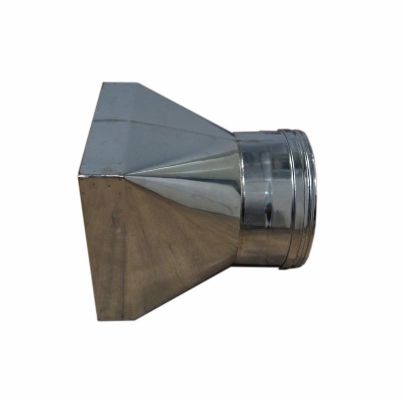 Rookkanaal RVS verloop vierkant 249-249mm - rond Ø150mm